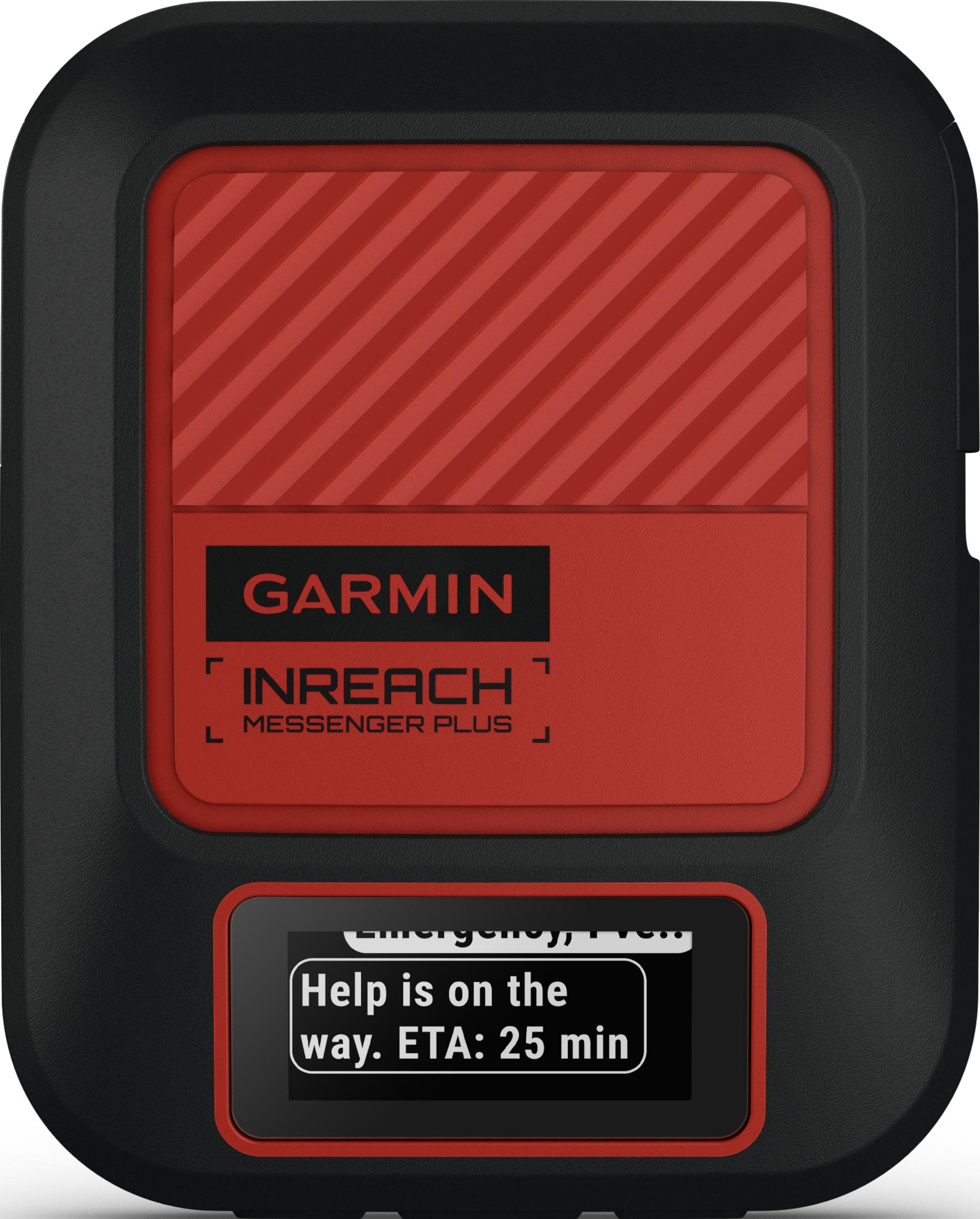 Garmin InReach Messenger Plus mit rotem Muster und Notfallnachricht.