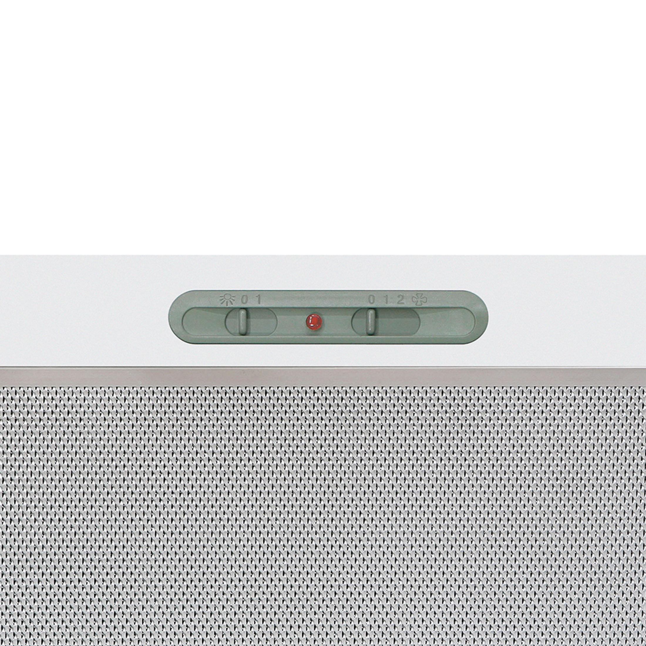 Control deslizante gris con indicador LED rojo y rejilla de ventilación.