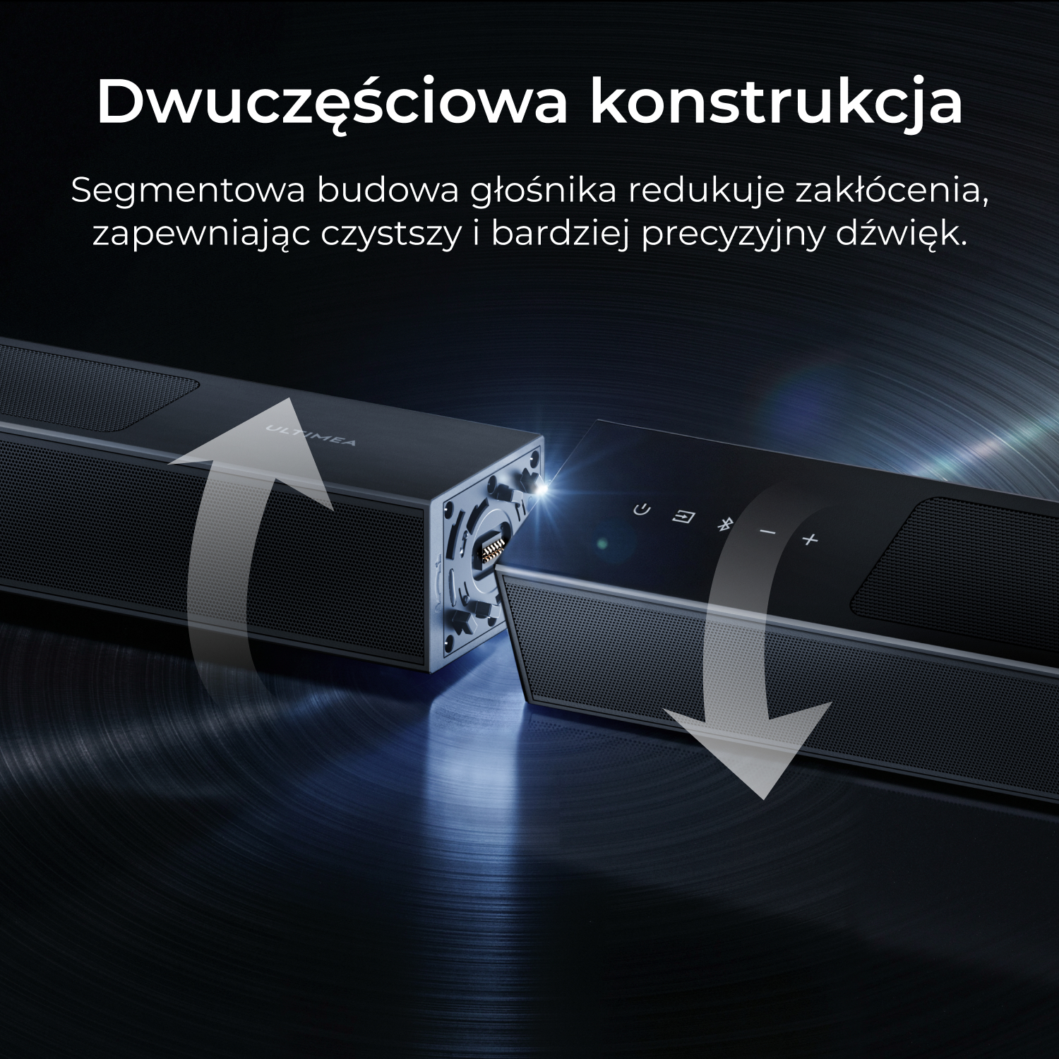 Dwuczęściowa konstrukcja: głośnik jest odłączany.