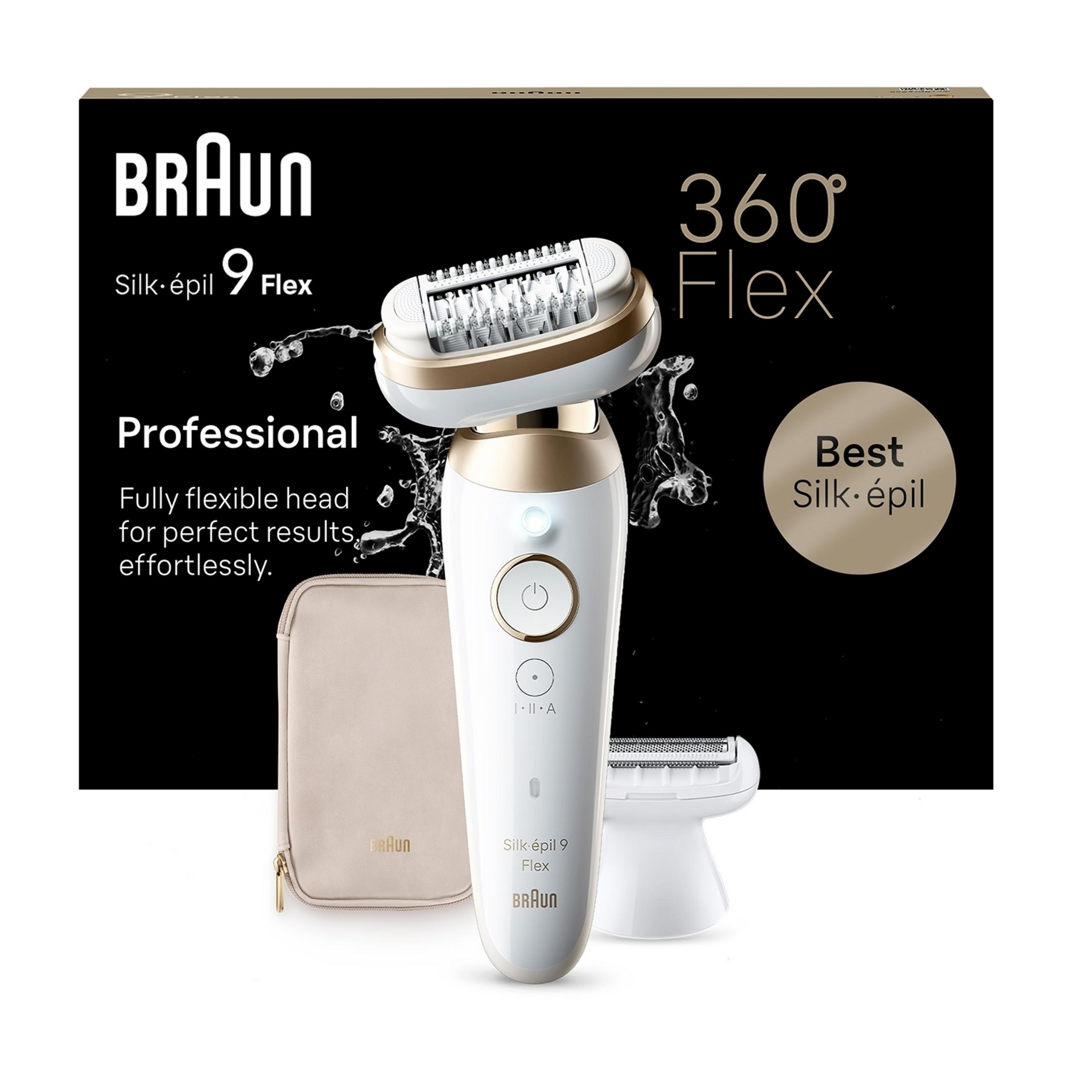 Braun Silk-épil 9 Flex Epilierer mit Zubehör und Wasser-Effekt.
