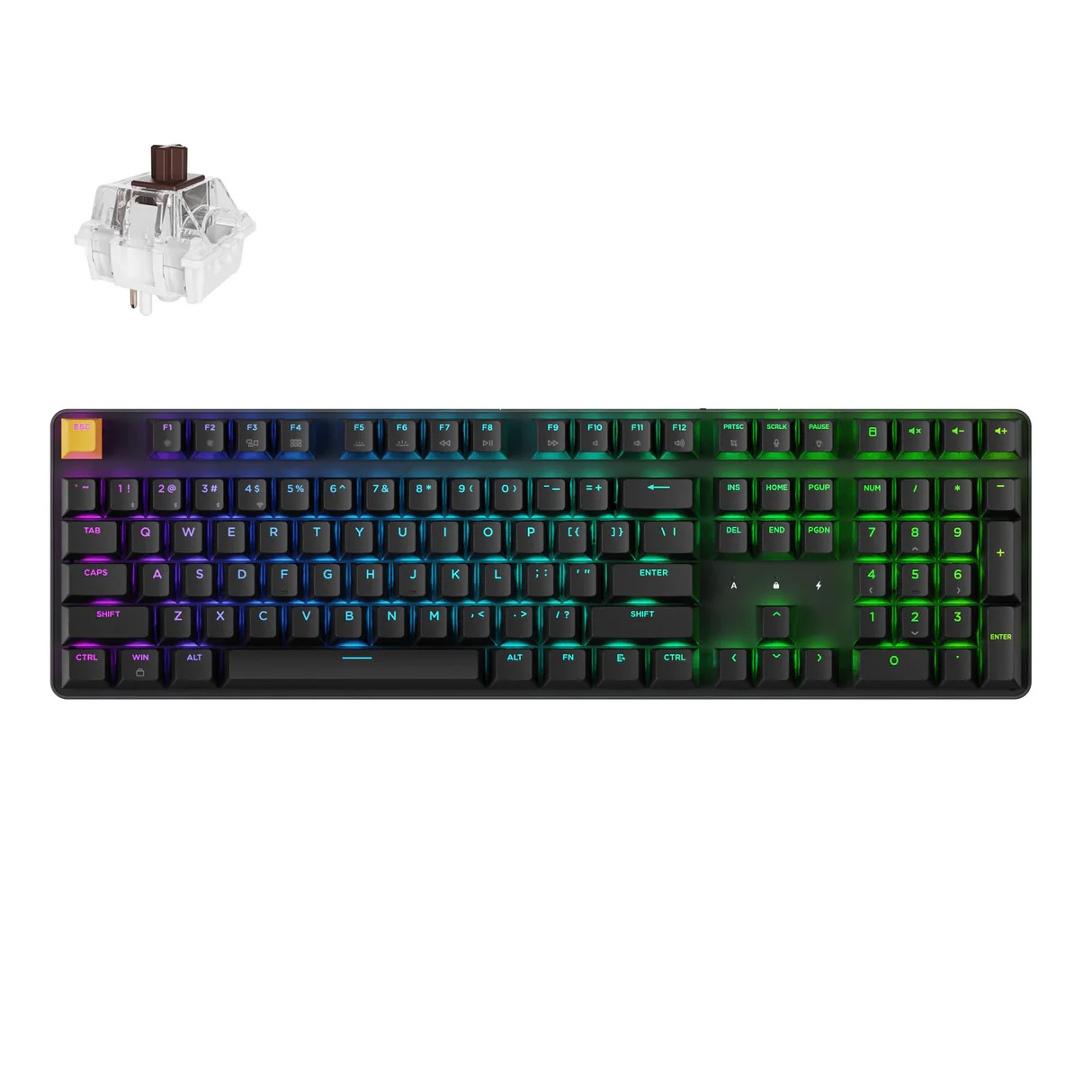 Klawiatura mechaniczna z podświetleniem RGB i przełącznikiem klawiatury.