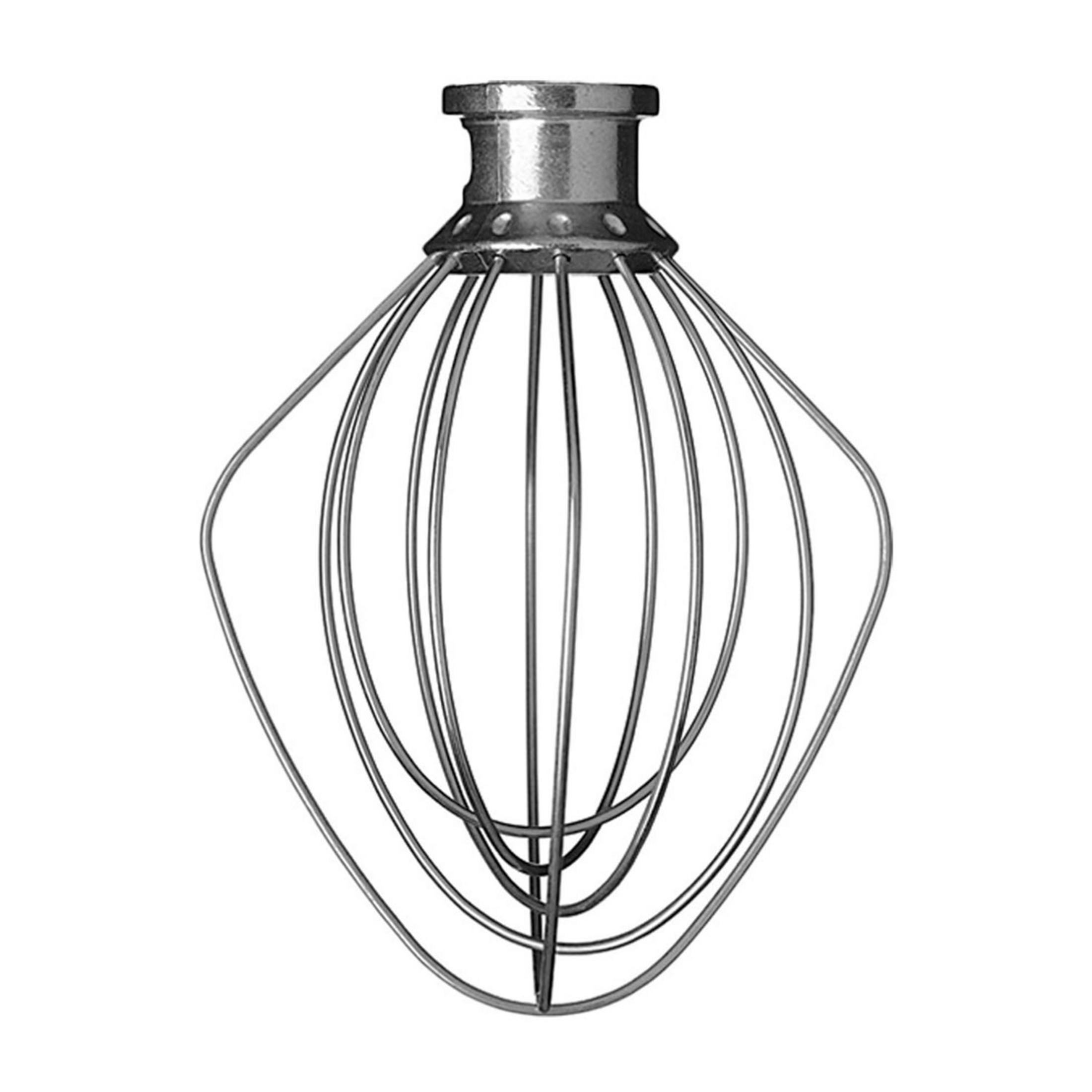 Metal bağlantılı gümüş çırpıcı, beyaz arka planda izole edilmiş.