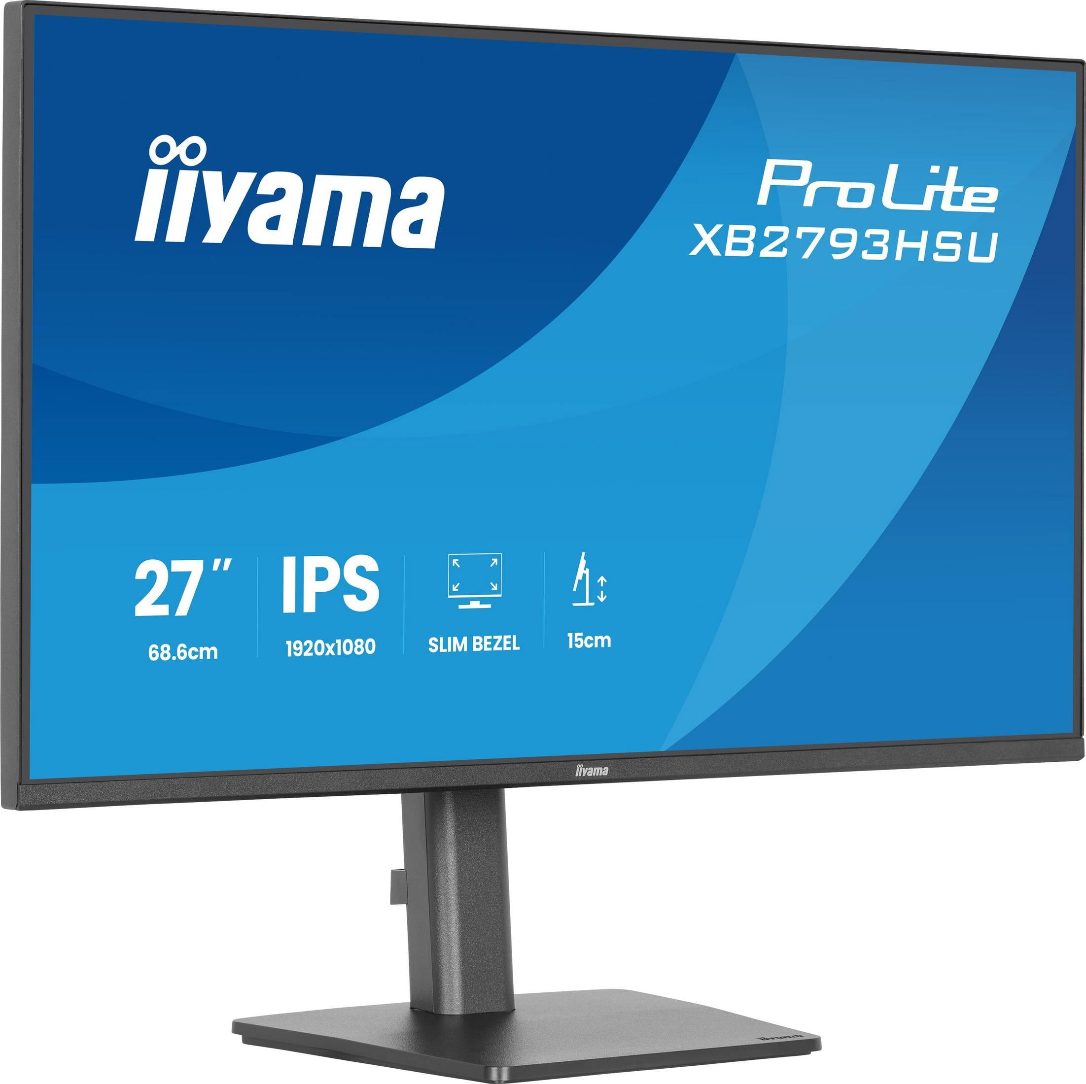 Ein schwarzer iiyama ProLite Monitor mit 27-Zoll IPS-Display, 1920x1080 Auflösung.