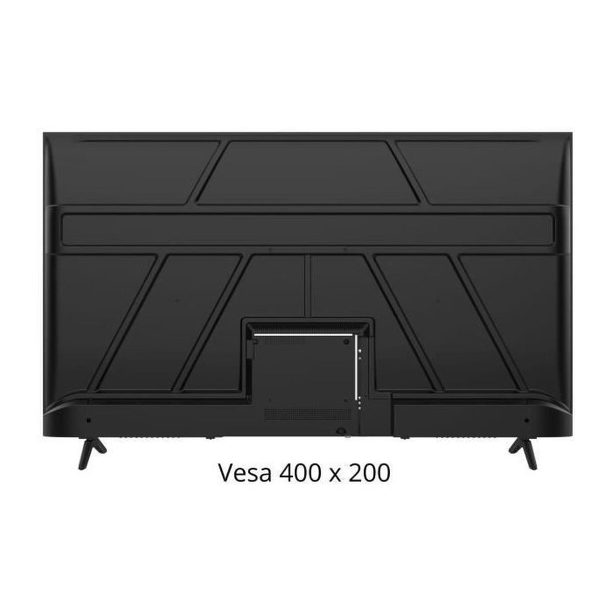 Retro di un televisore nero con schema di montaggio Vesa 400x200.