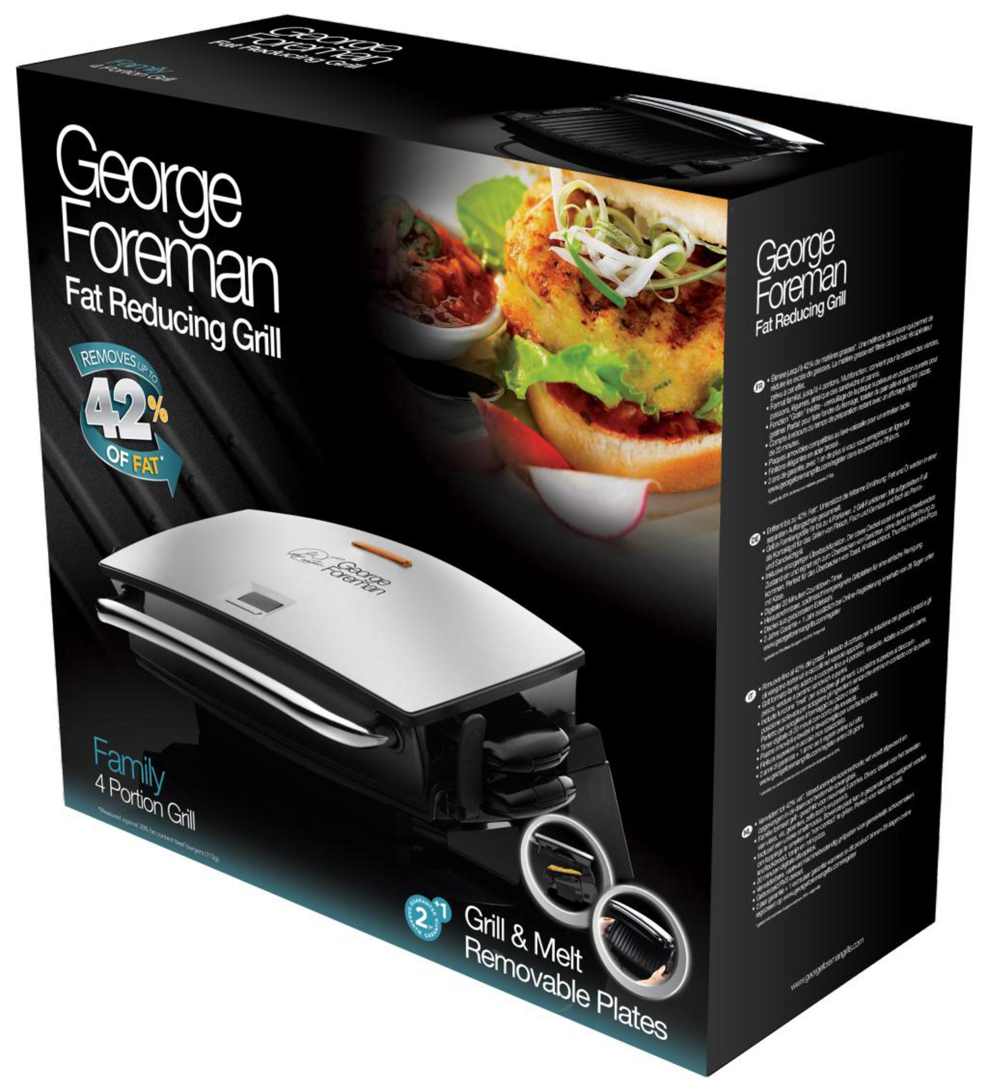 George Foreman Fettreduzierender Grill, 4 Portionen, mit abnehmbaren Platten.