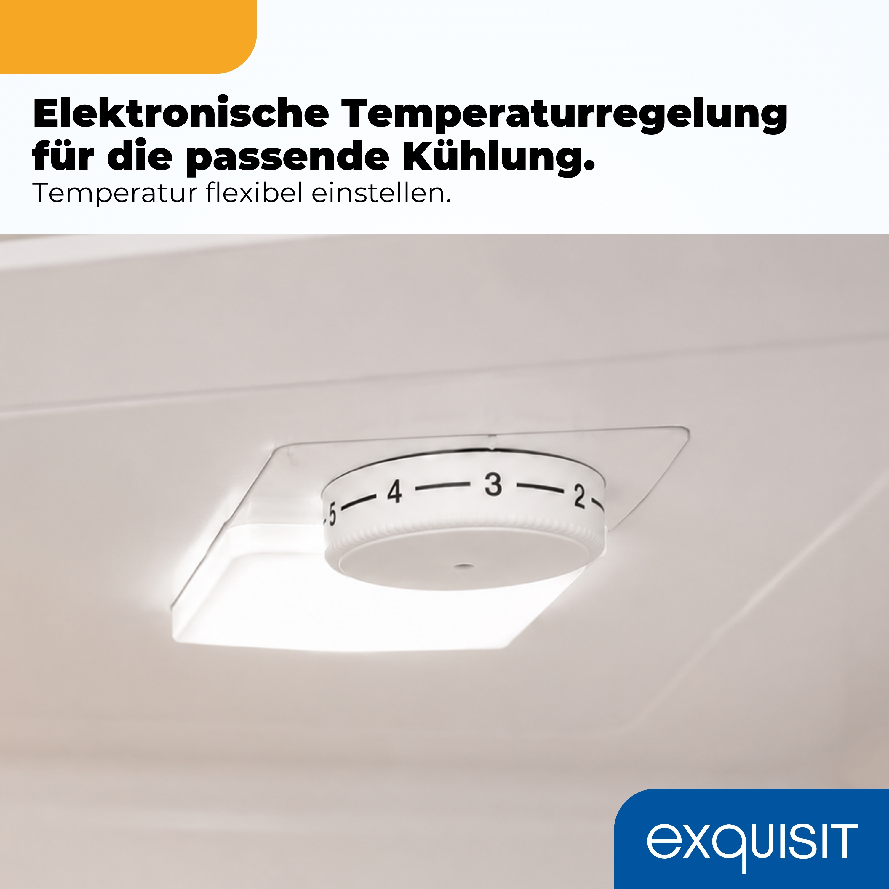 Ein weißer Drehregler mit Zahlen 2-5 für die Temperatureinstellung.