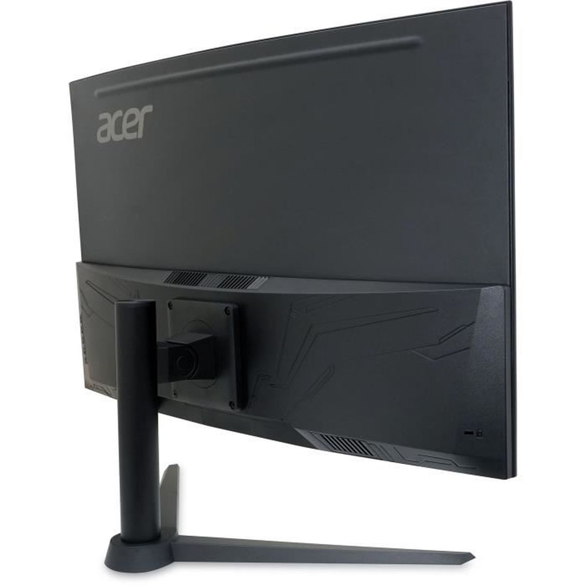 Vista posteriore di un monitor Acer nero con logo argento e supporto VESA.
