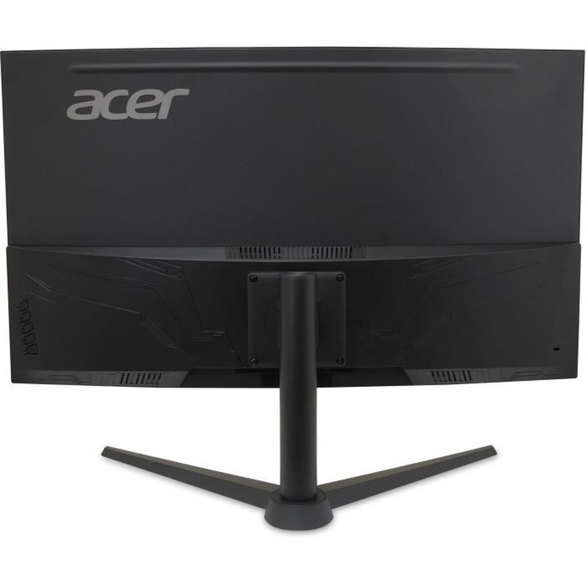 Retro di un monitor Acer nero con supporto a V e fessure di ventilazione.