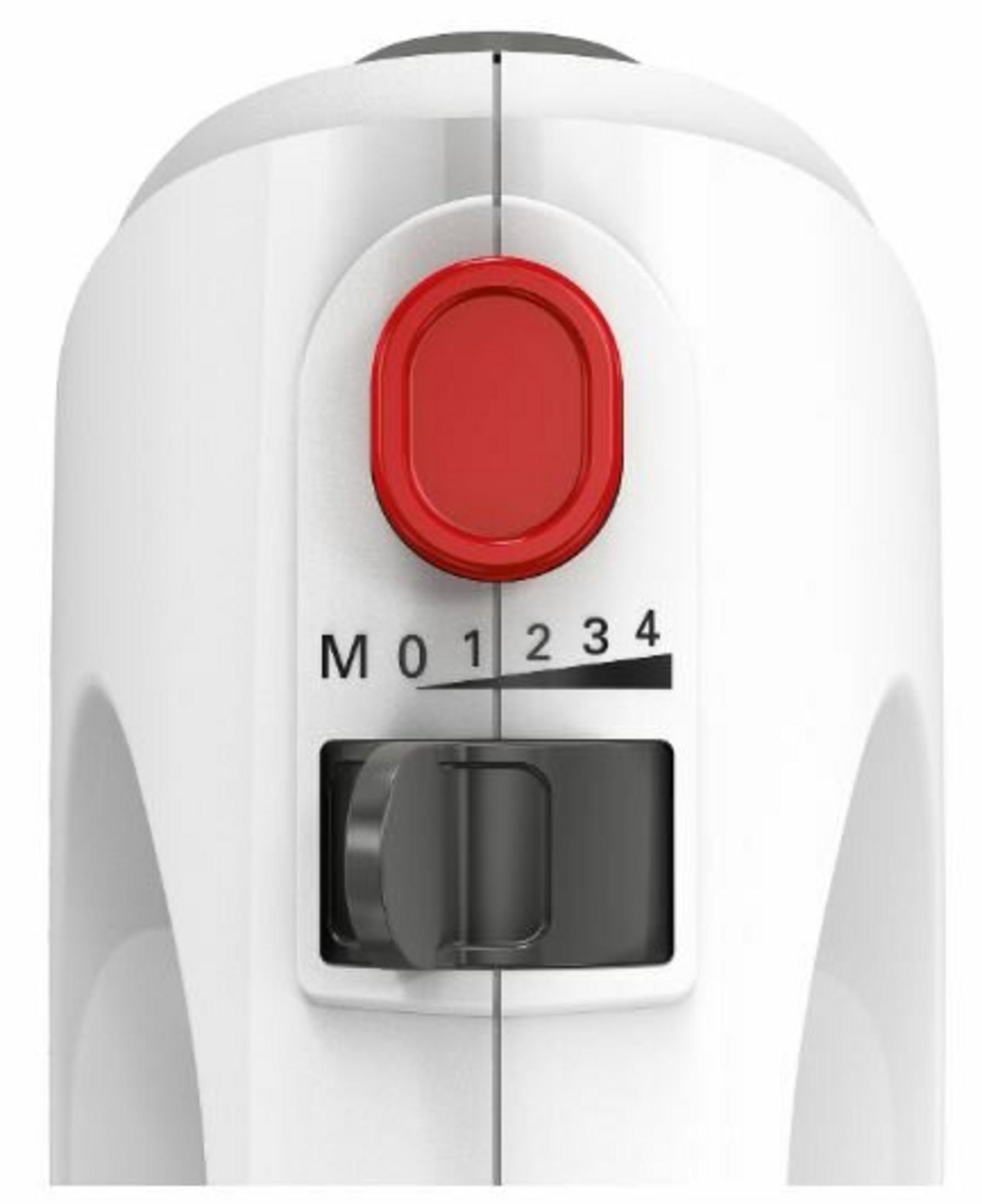 Apparecchio bianco con pulsante rosso e selettore di velocità M 0 1 2 3 4.