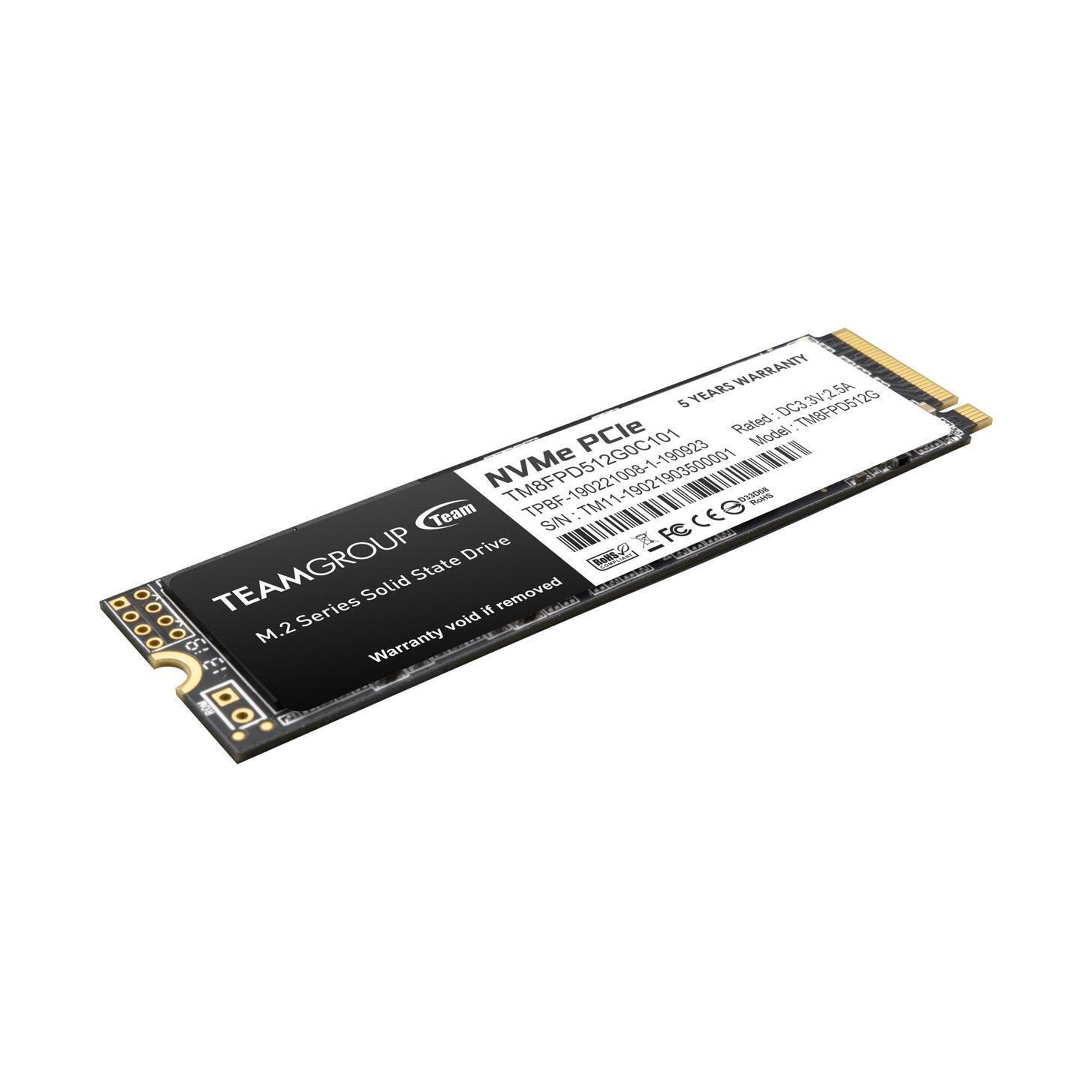 Teamgroup NVMe M.2 SSD mit goldenem Anschluss und schwarzem Gehäuse.
