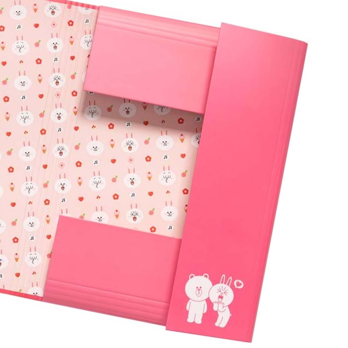 Ein pinker Ordner mit Hasenmotiv. Zwei Bären sind unten abgebildet.