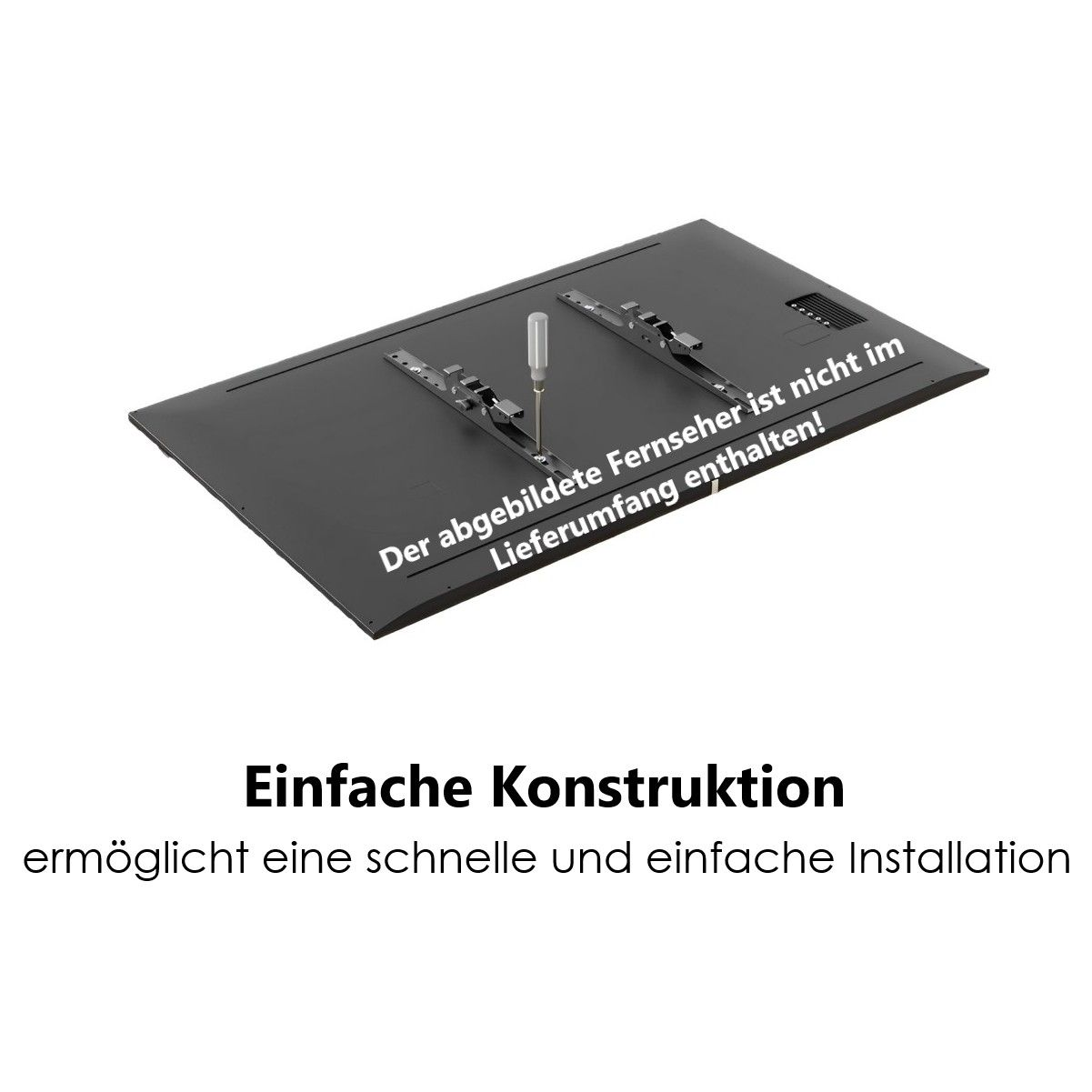 Rückseite eines Fernsehers mit Wandhalterung und Schraube. Einfache Konstruktion.
