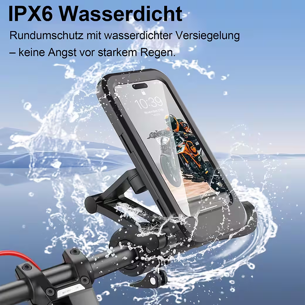 Wasserdichte Handyhalterung für Roller mit Spritzschutz und Motorrad-Bildschirm.