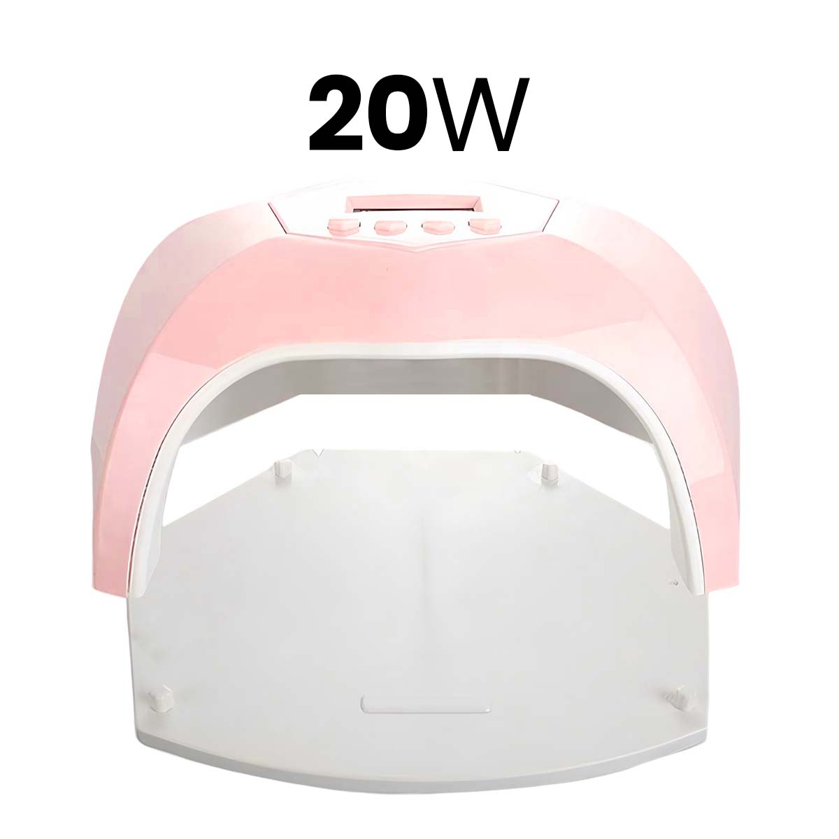 Ein rosafarbener 20W UV-Nageltrockner mit weißer Basis und Display.