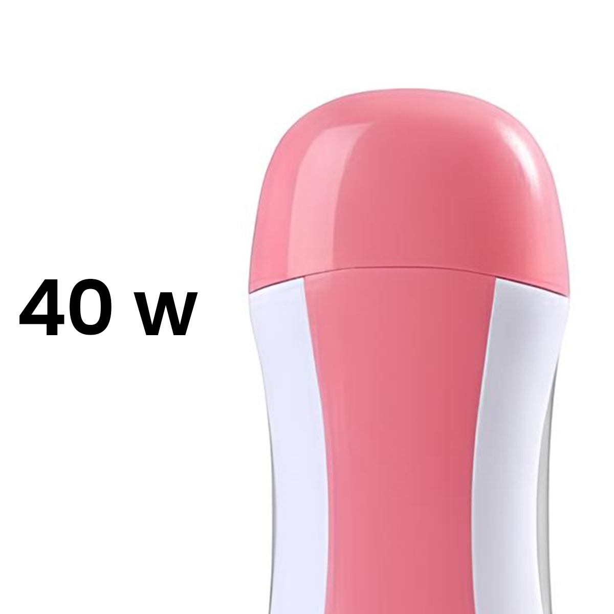 Ein pinker und weißer Haarentfernungswachs-Spender mit der Aufschrift 40 W.