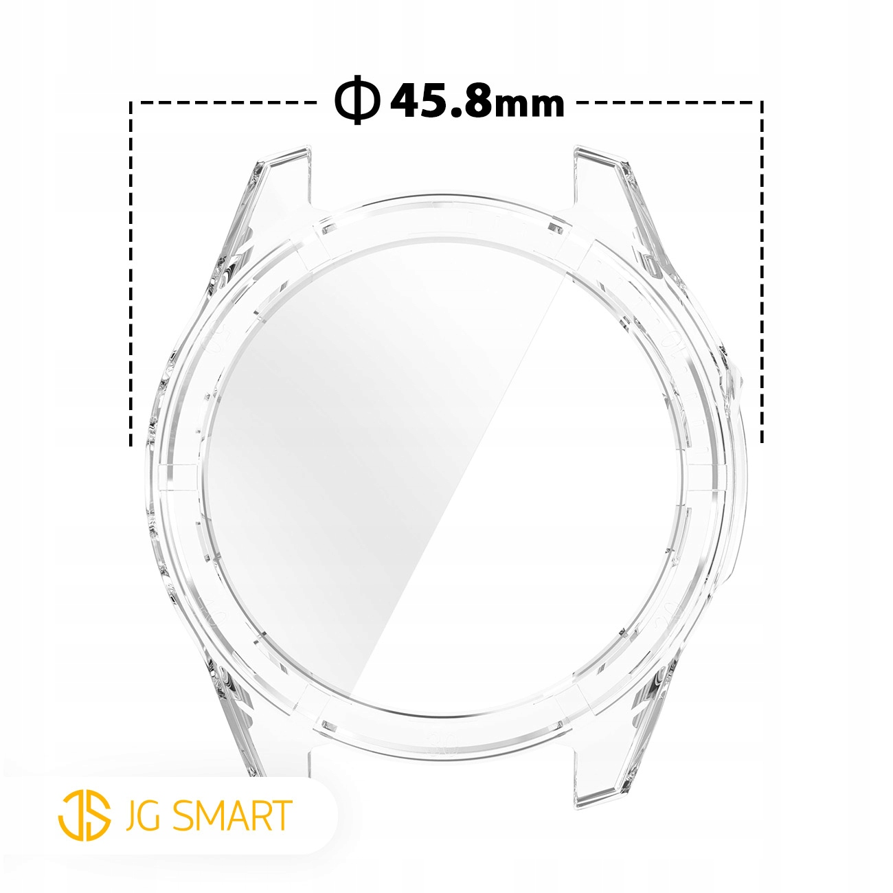 Przezroczysta osłona zegarka 45,8 mm średnicy z logo JG SMART.