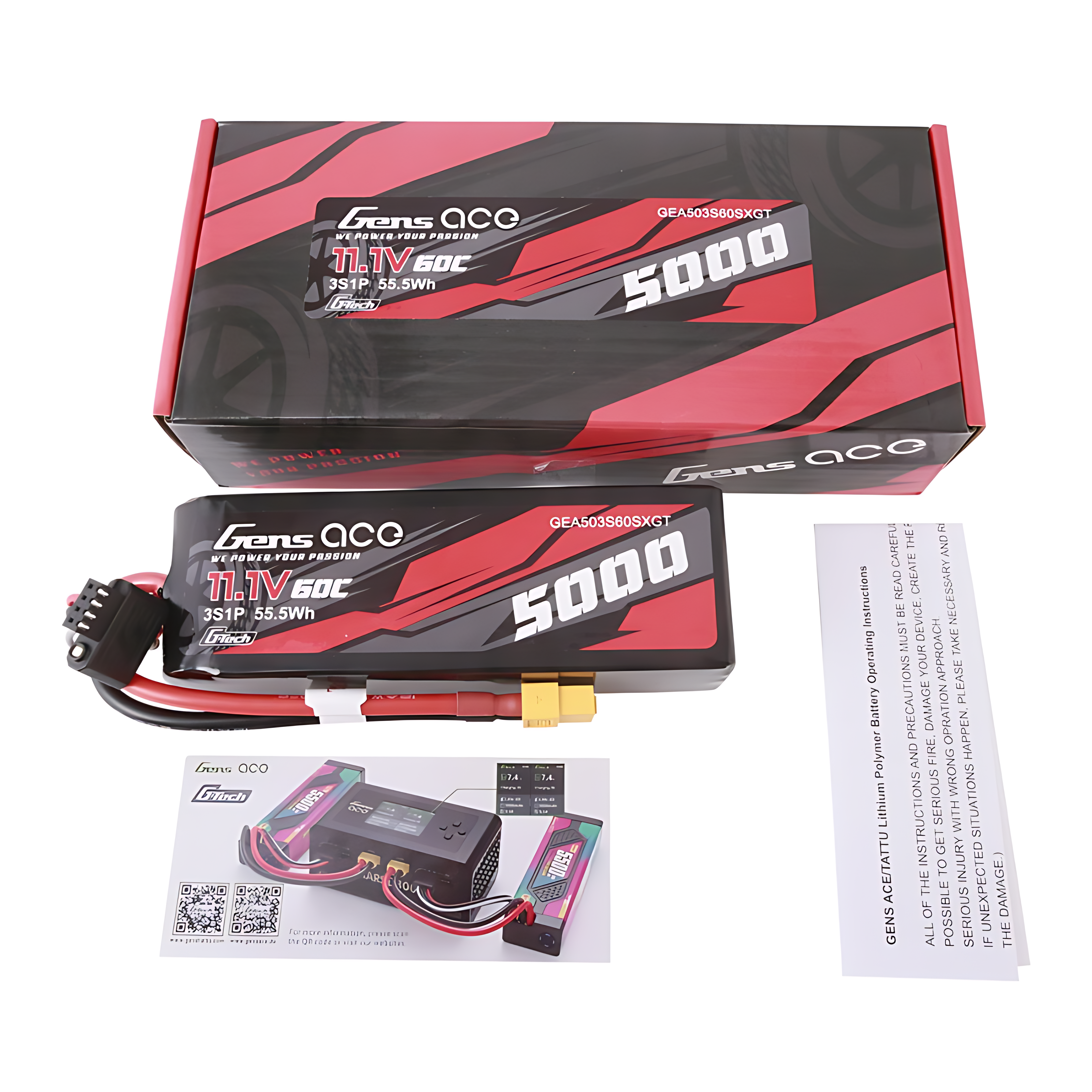 Bateria i pudełko Gens Ace, 5000 mAh, 11.1V, 60C.