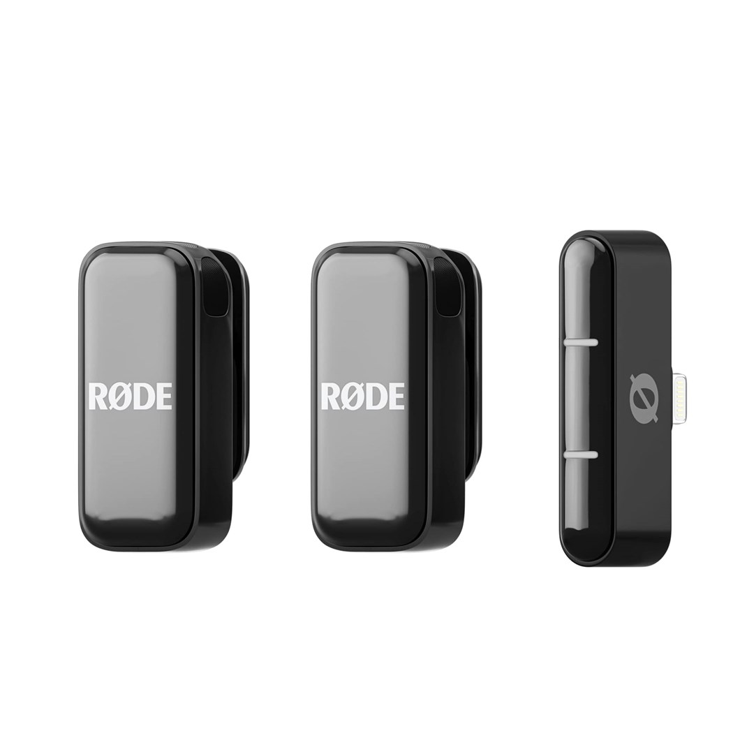 Drei schwarze RØDE-Mikrofone mit Clips auf weißem Hintergrund.