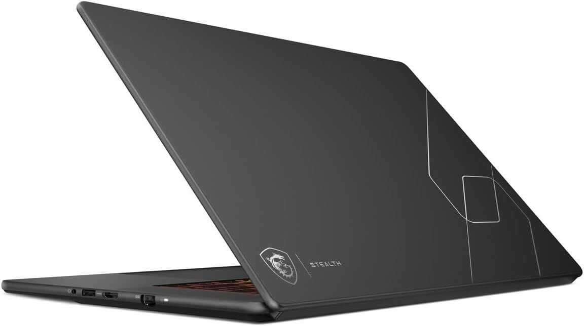 MSI logosu ve "Stealth" yazısı bulunan kapalı, koyu renkli bir dizüstü bilgisayar.