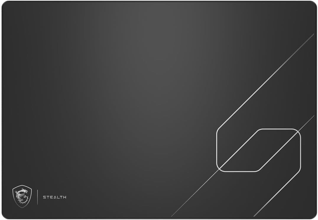 MSI logosu ve 'STEALTH' yazısı bulunan gri mousepad.