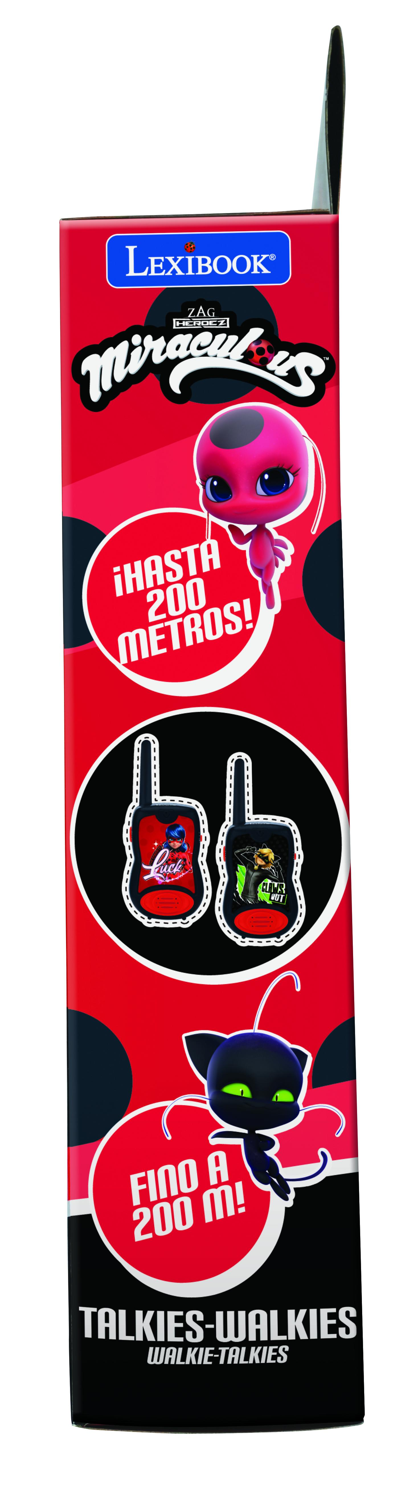 Confezione con personaggi Miraculous e walkie-talkie. Portata 200m.