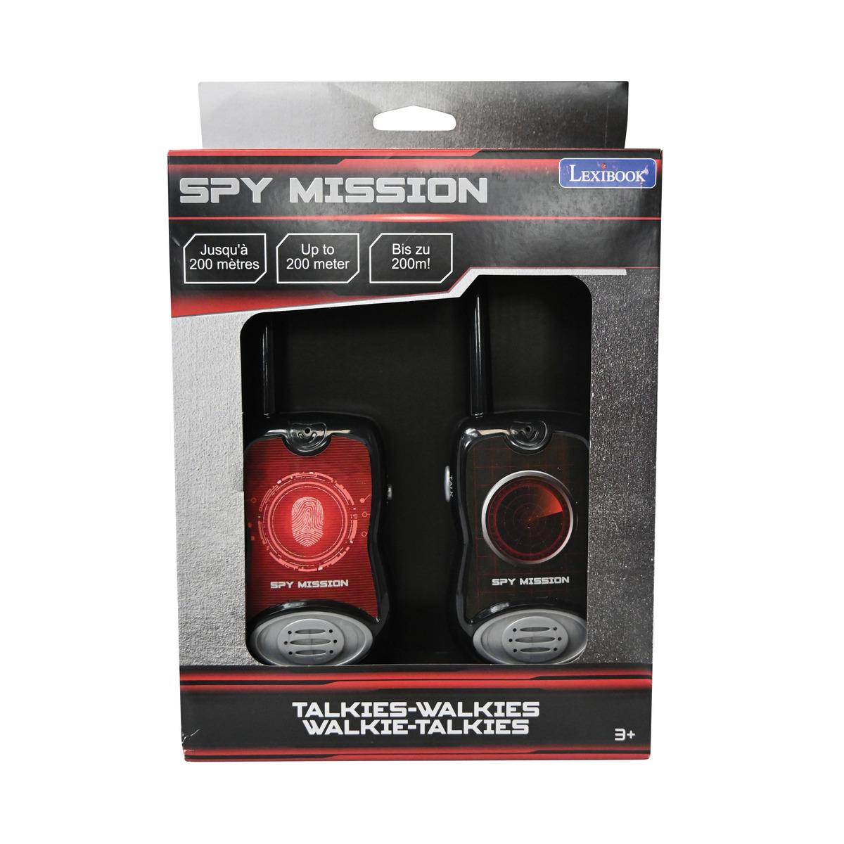 Confezione con due walkie-talkie Spy Mission, rossi e neri, portata 200m.
