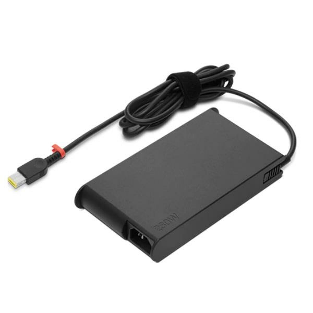 Czarny zasilacz do laptopa z kablem i wtyczką, oznaczenie 230W.