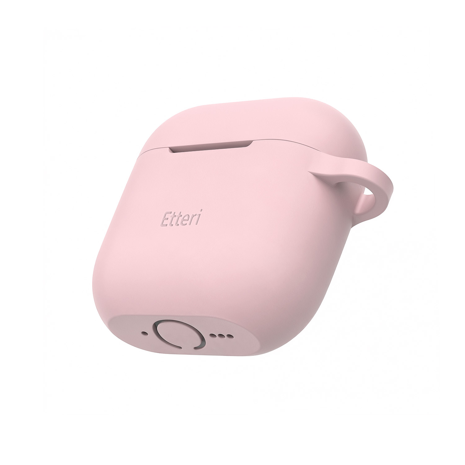 Una custodia rosa con un gancio e il logo 'Etteri'.