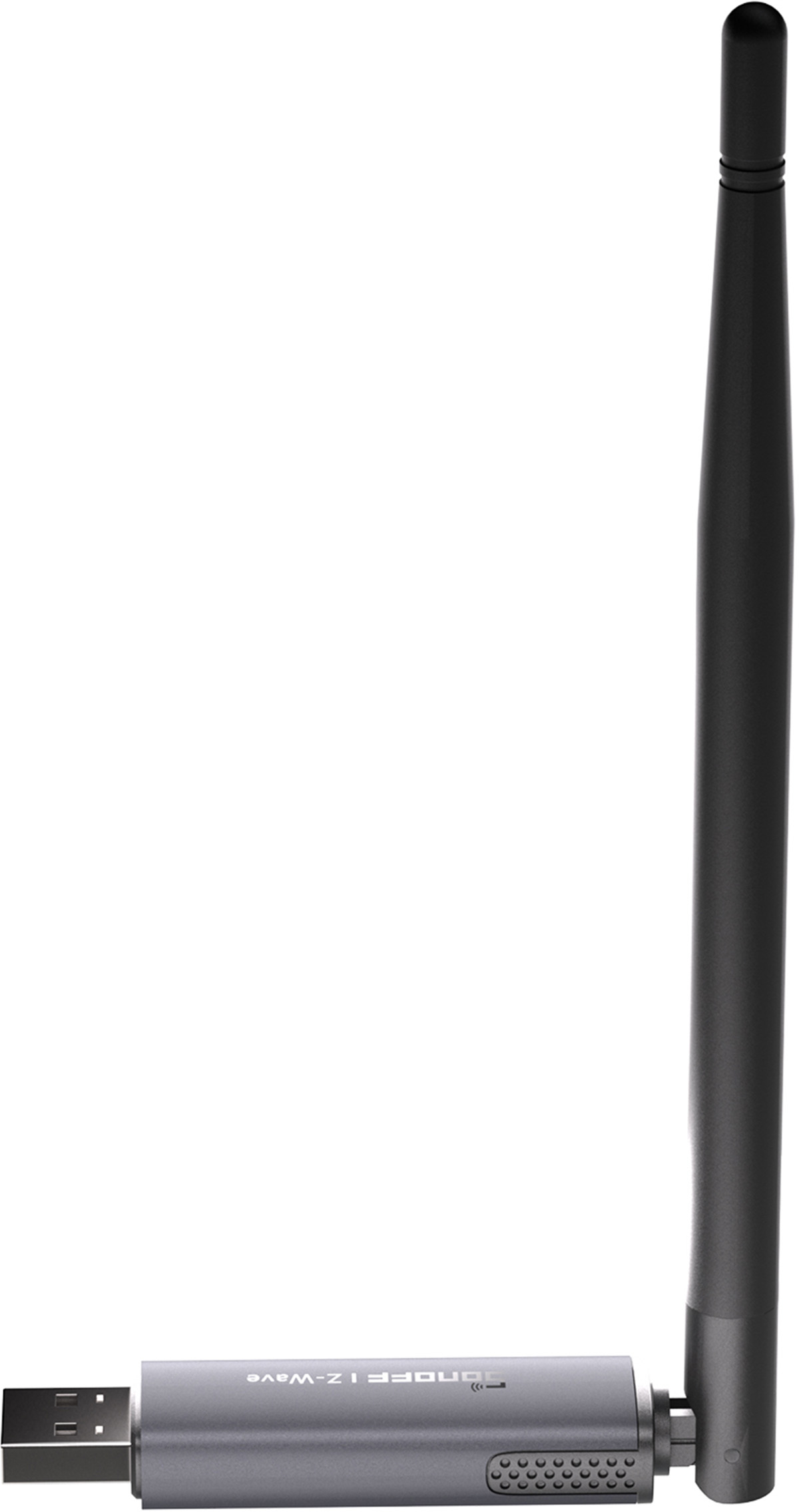 Szary klucz USB z anteną, oznaczony 'SONOFF Z-Wave'.