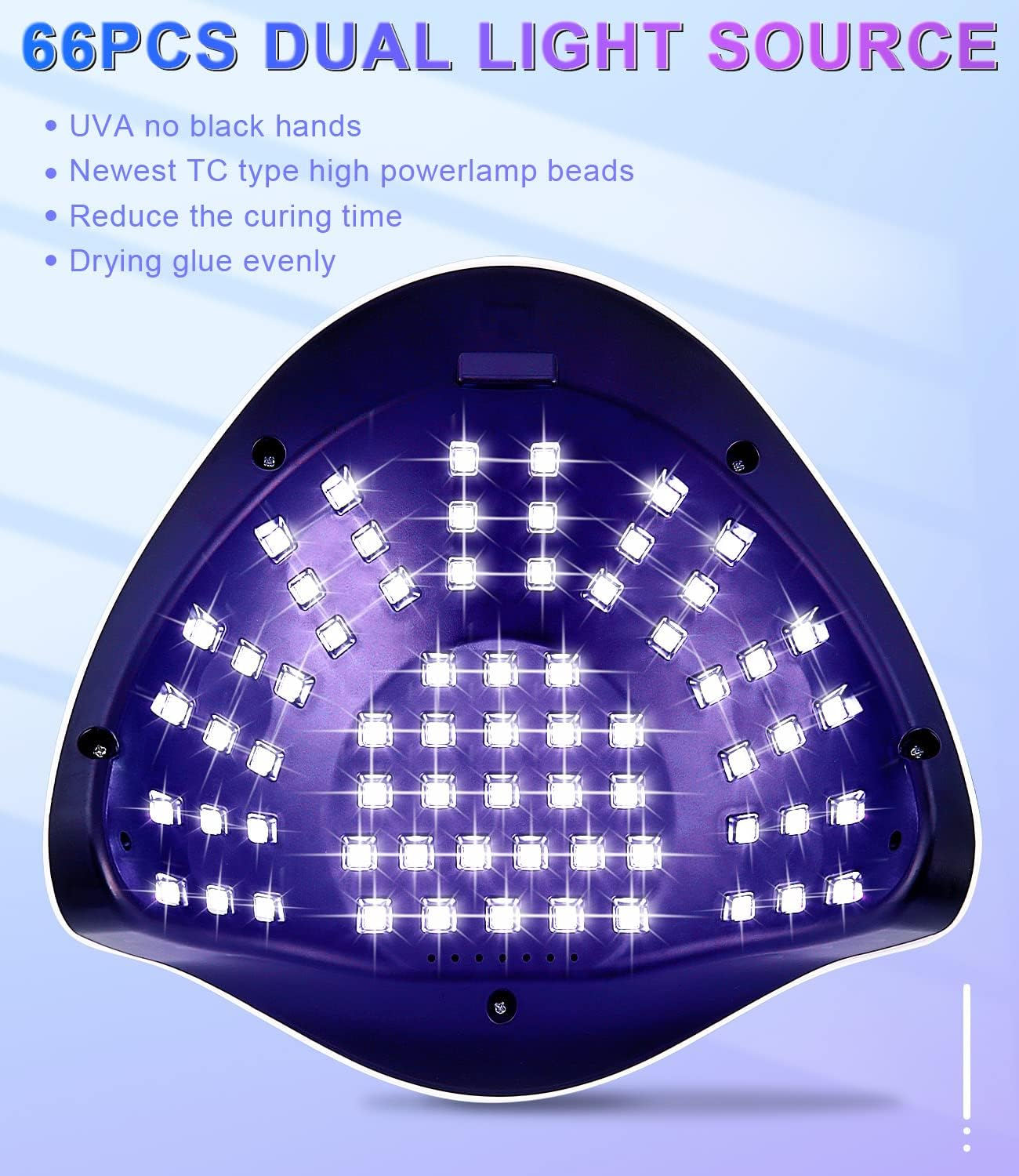 Ein violettes Nagel-UV-Licht mit 66 LEDs für schnelles Trocknen.