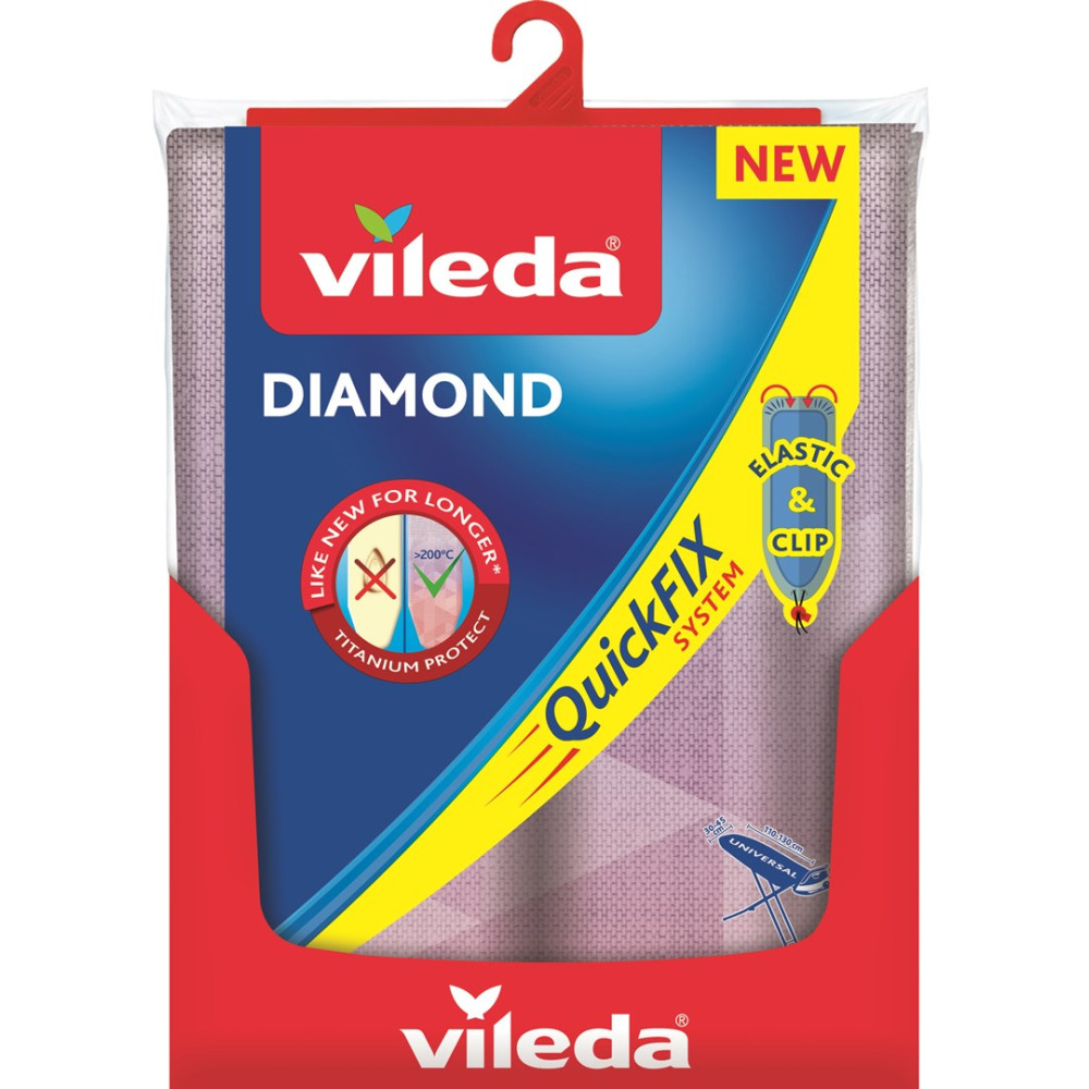 Pokrowiec na deskę do prasowania Vileda Diamond z systemem QuickFix, nowy.