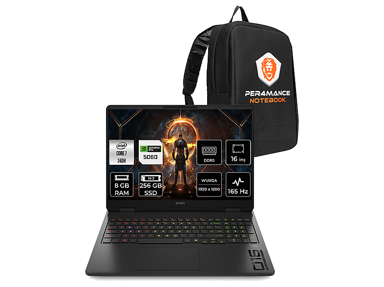 HP Omen 16 RTX 5060 FHD+ BQ1Z0EAPN301 Intel Core 7 240H 8 GB RAM