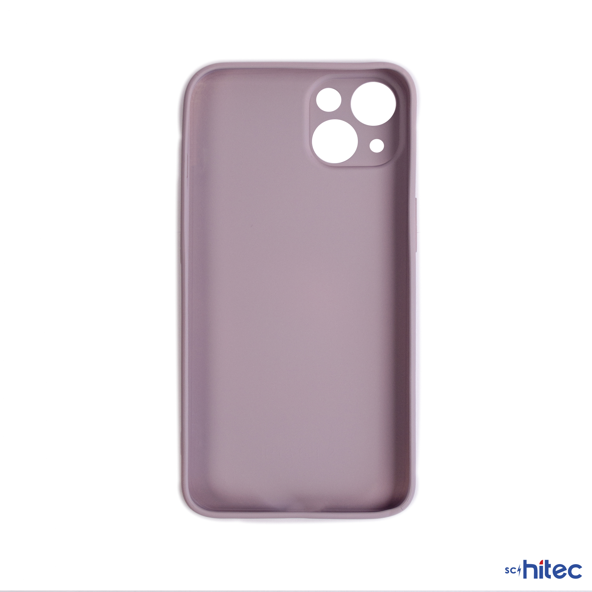 Düz, leylak rengi telefon kılıfı, kamera kesikleri mevcut.