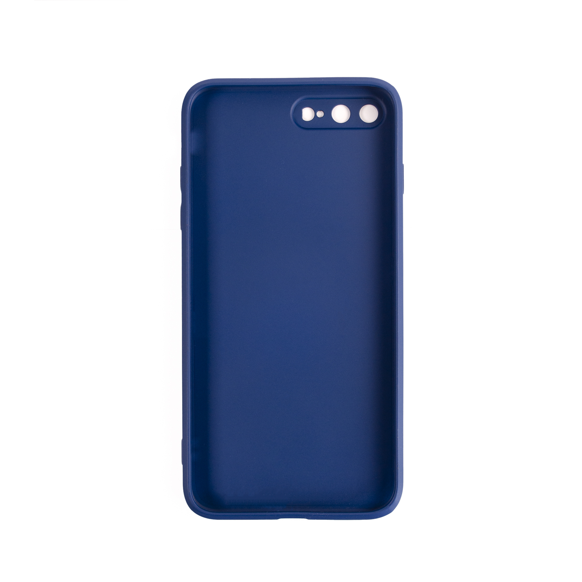Kamera ve flaş için kesikli koyu mavi telefon kılıfı.