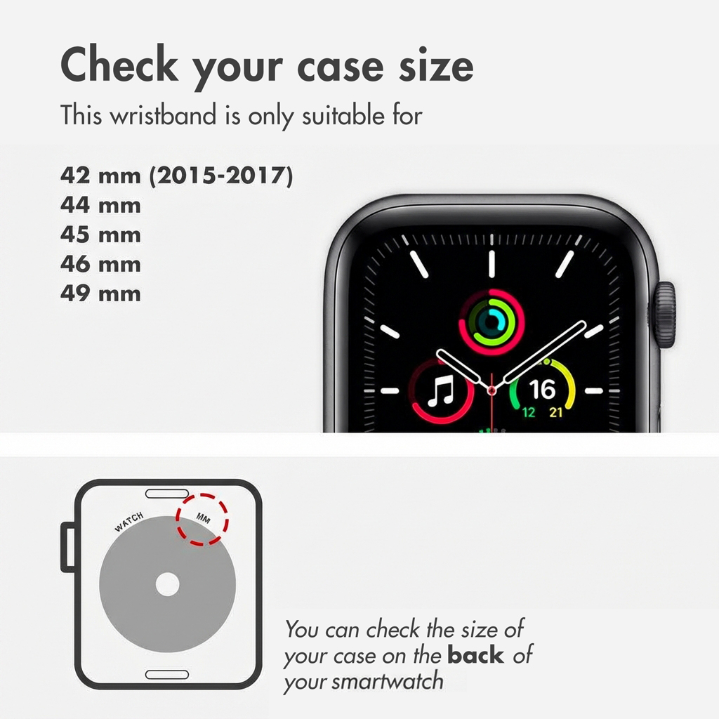 Guida per controllare la dimensione della cassa dell'orologio con dimensioni in mm e immagine.