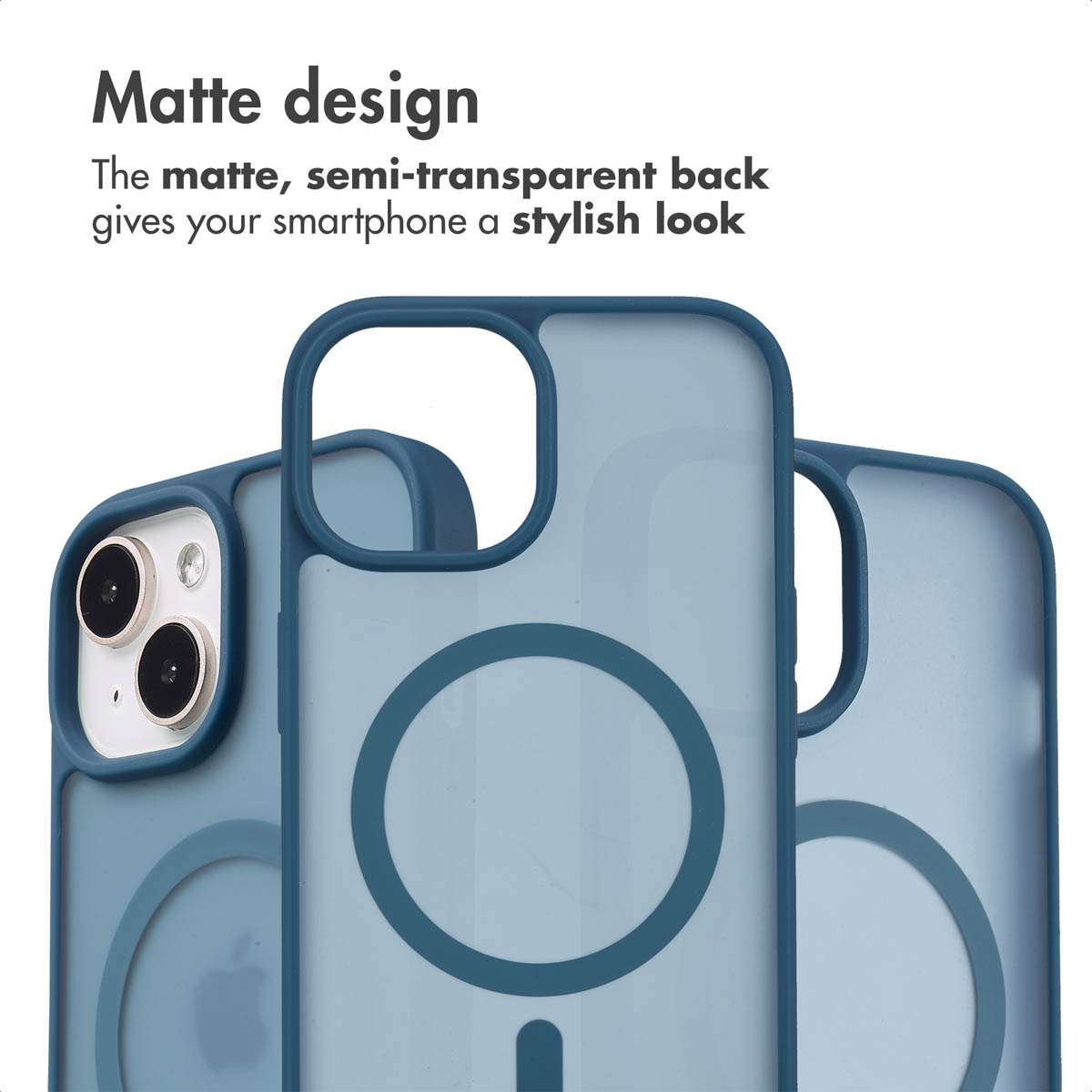 Custodie per telefono blu opache con anello magnetico.