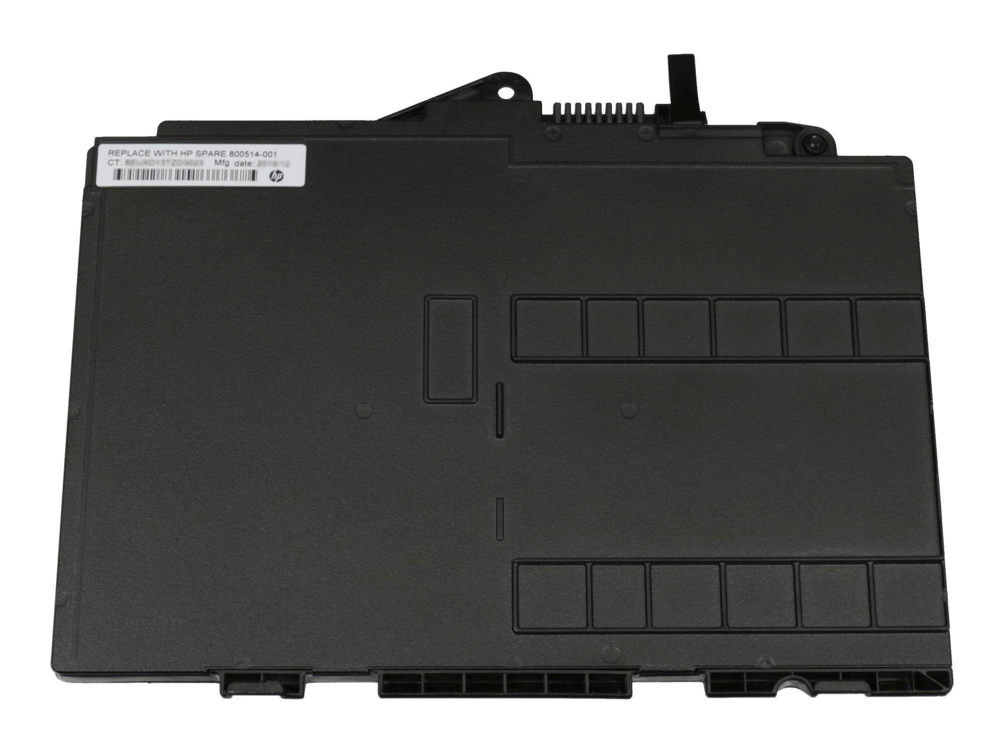 Schwarzer HP Laptop Akku mit Beschriftung und Ladekontakten.