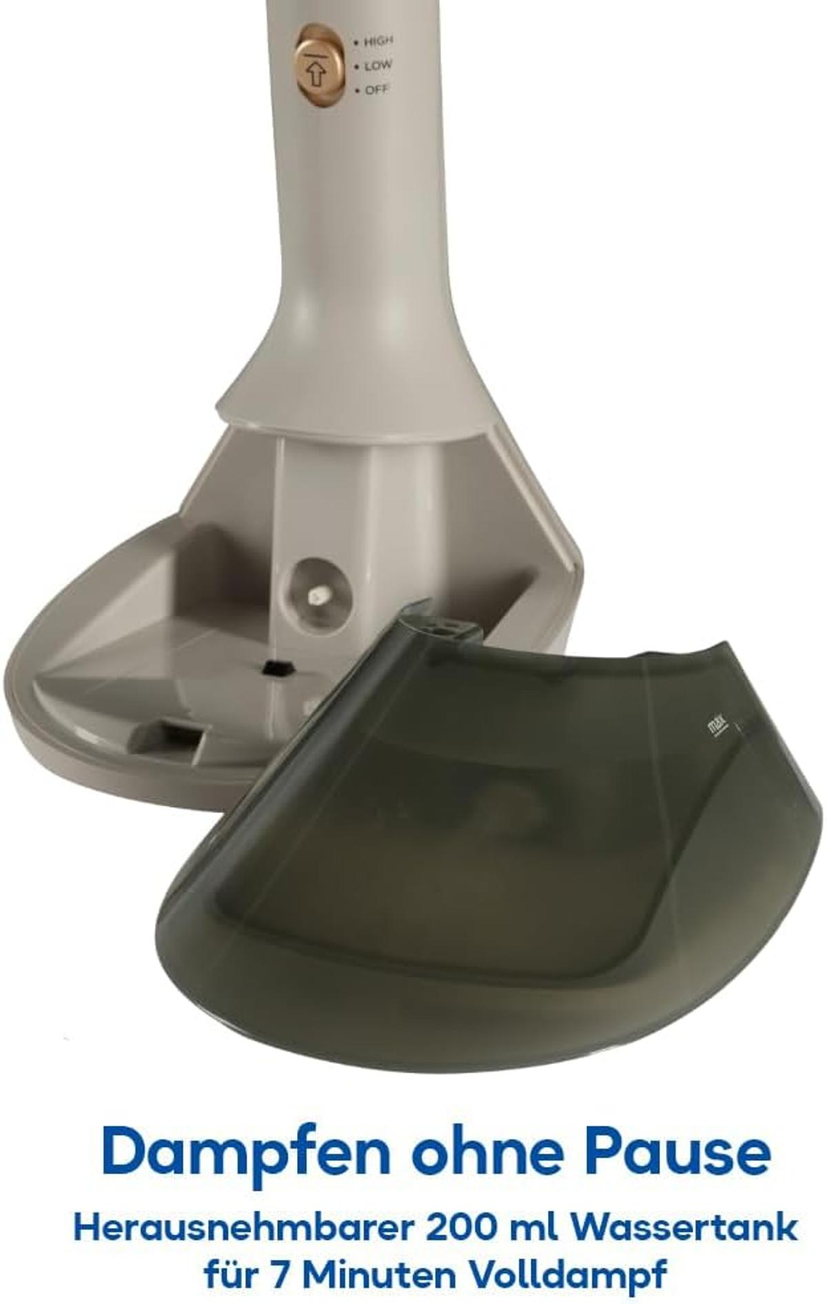 Ein abnehmbarer 200 ml Wassertank für ein Dampfbügeleisen.