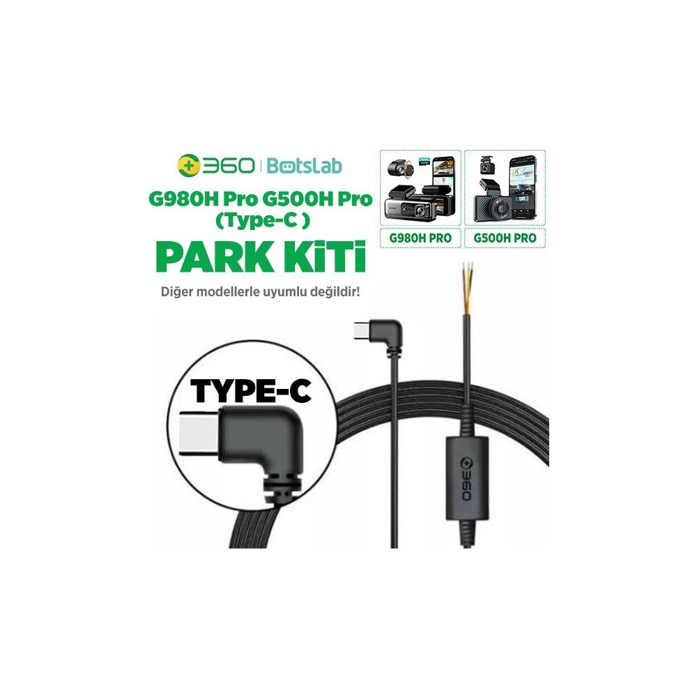360 Botslab Park Kiti G980H Pro/G500H Pro (Type-C) için kablolu.