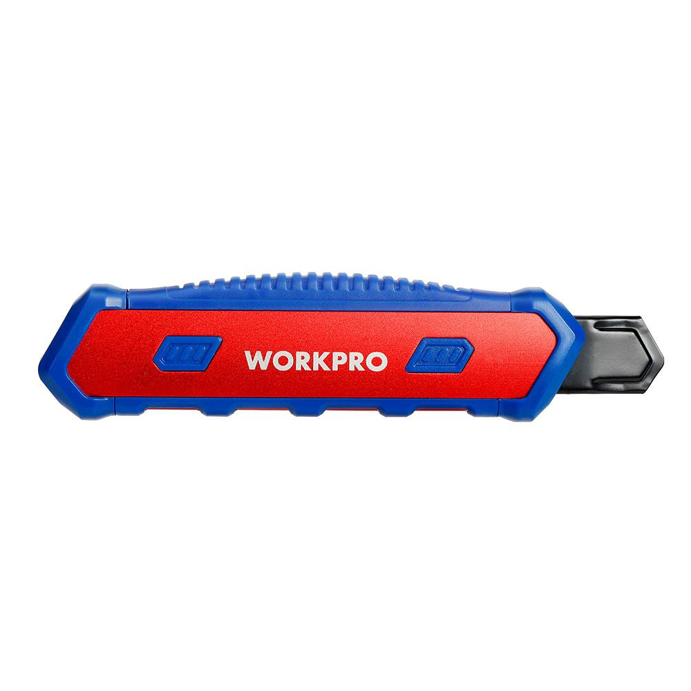 Beyaz arka plan üzerinde WORKPRO yazılı mavi ve kırmızı alet.