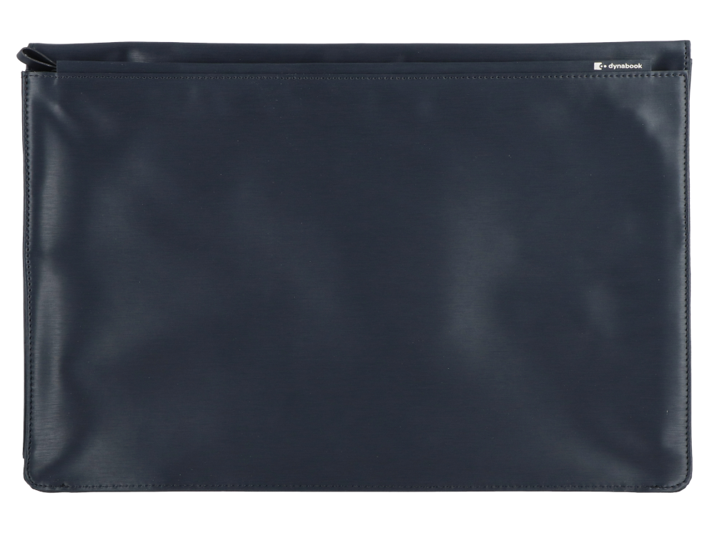 Granatowa torba na laptopa z logo Dynabook w prawym górnym rogu.