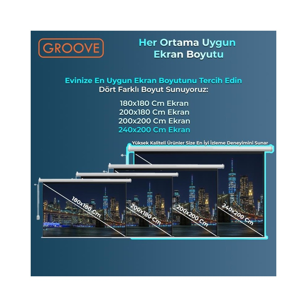 Groove ekranlar, şehir manzaralı farklı boyutlarda.