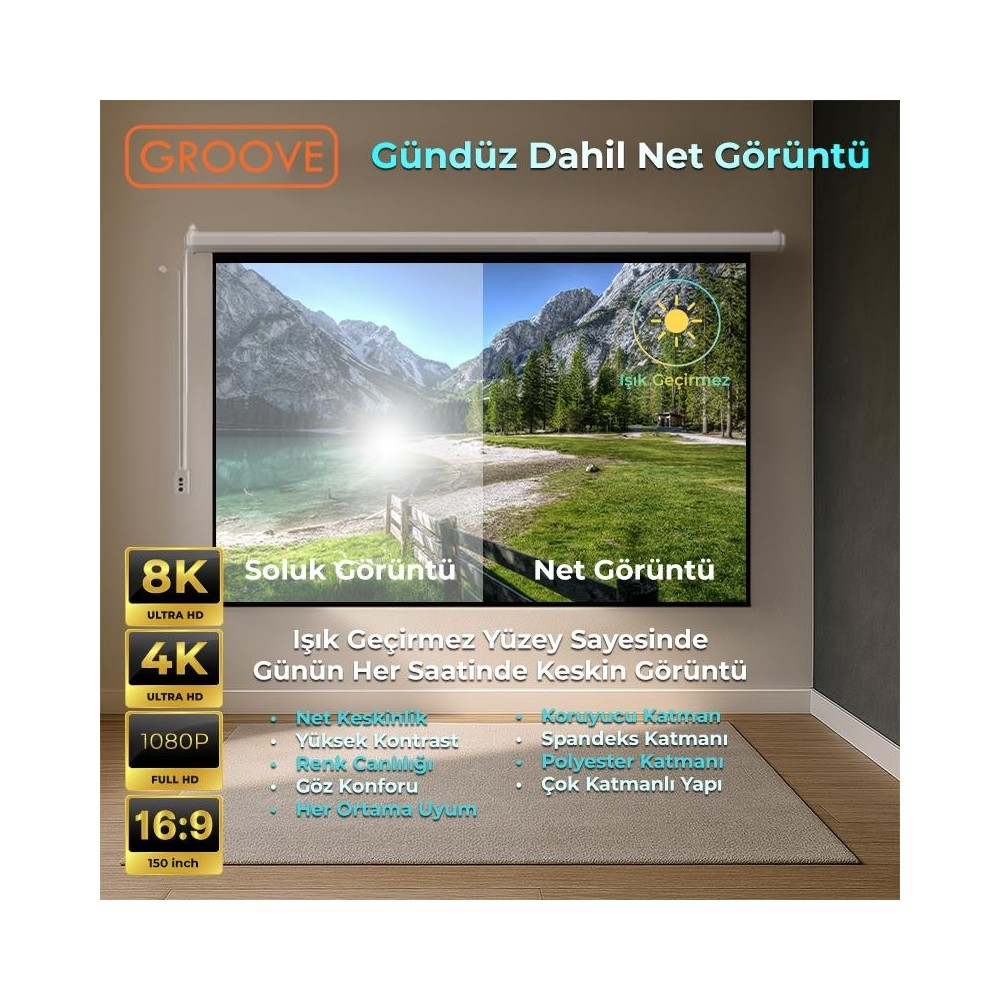 8K, 4K, 1080P, 16:9 ekran. Sol taraf soluk, sağ taraf net görüntü.