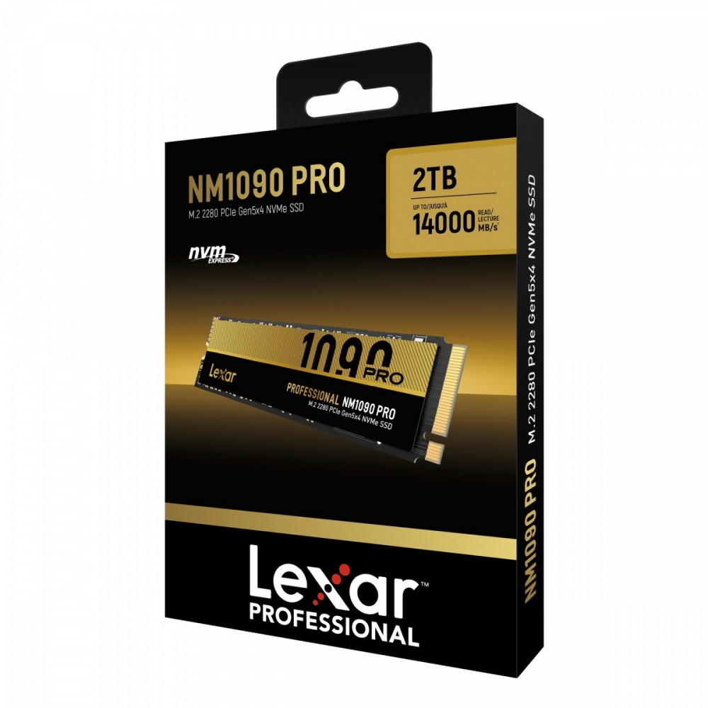 Lexar NM1090 PRO 2TB M.2 2280 PCIe Gen5x4 NVMe SSD box with product image.