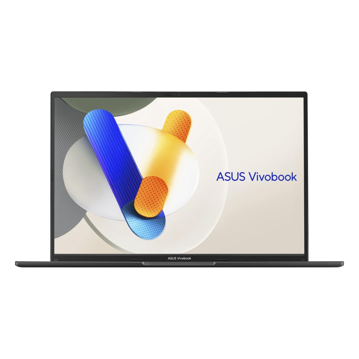 Ein schwarzer Laptop mit einem bunten Bildschirmhintergrund