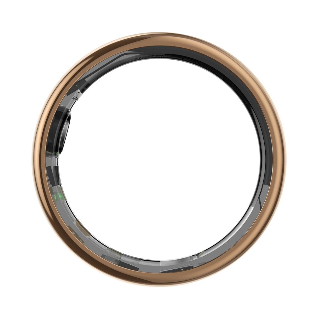 Eine goldene Ringform mit transparentem Inneren, das Elektronik zeigt.