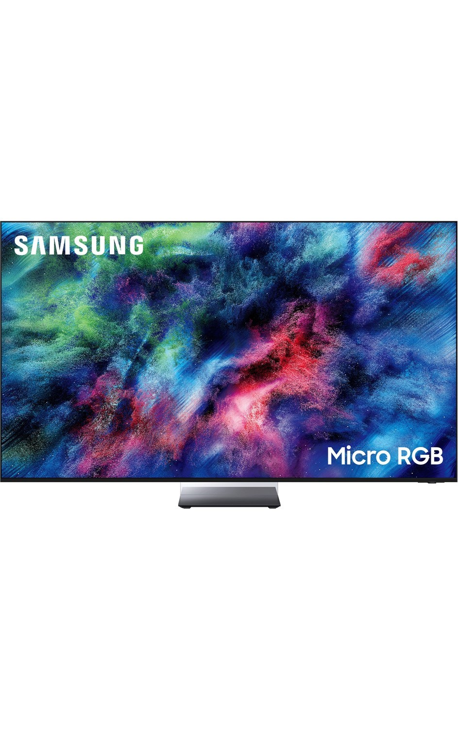 Renkli, bulutsu bir görüntü sergileyen Samsung Micro RGB TV.