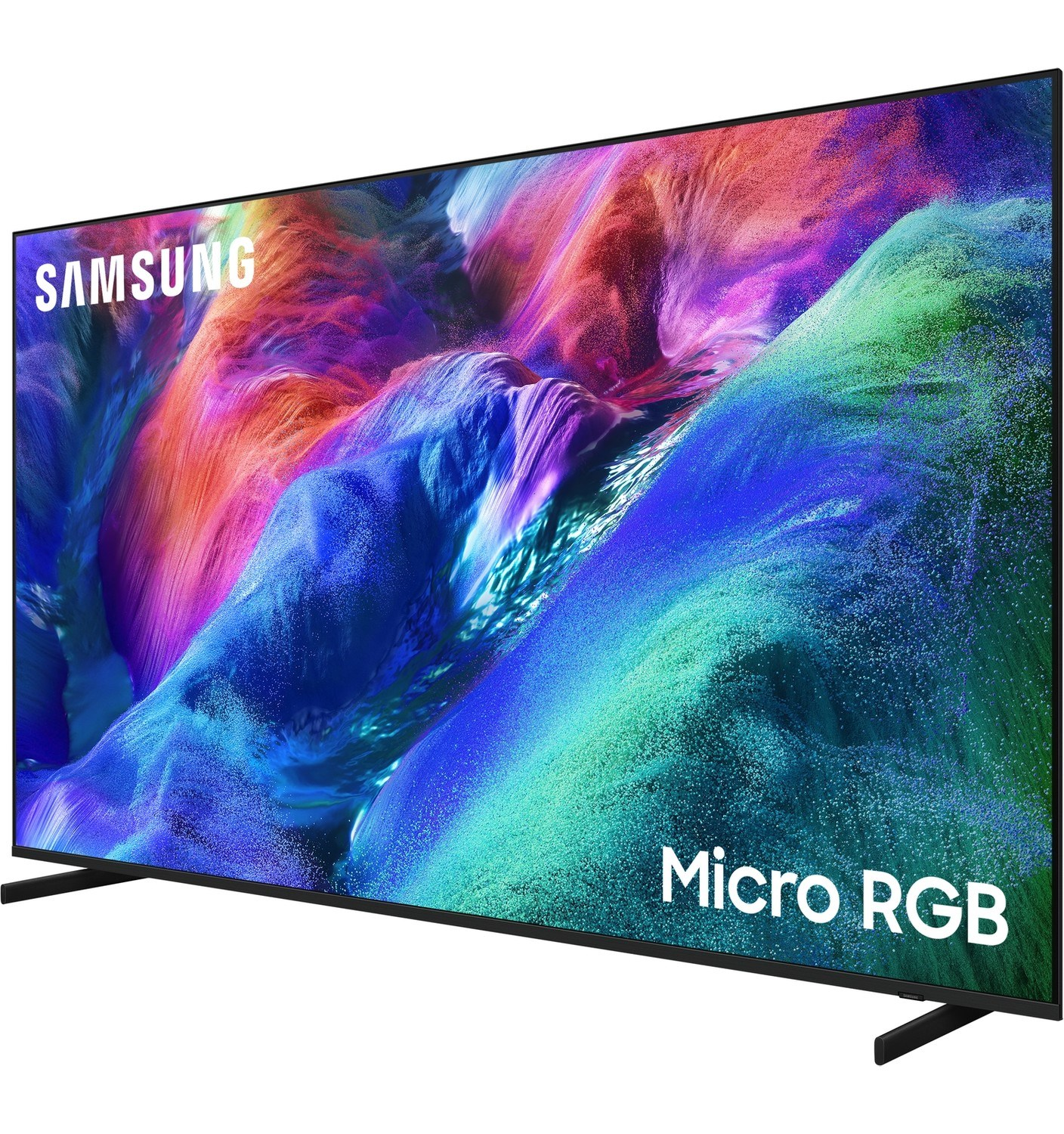Samsung Micro RGB TV ekranda canlı, renkli bir görüntü sergiliyor.