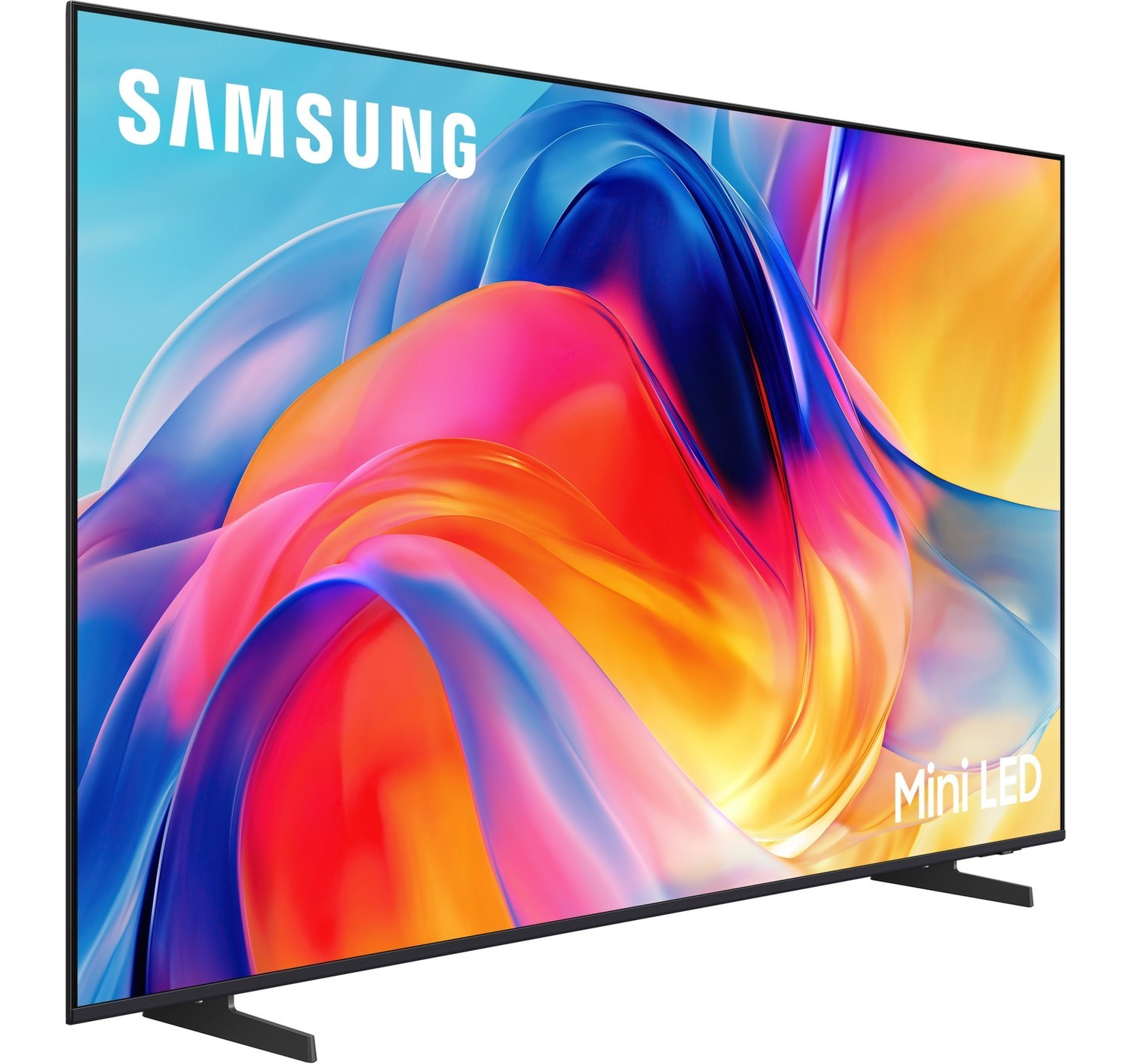 Ekranında canlı soyut sanat bulunan Samsung Mini LED TV.