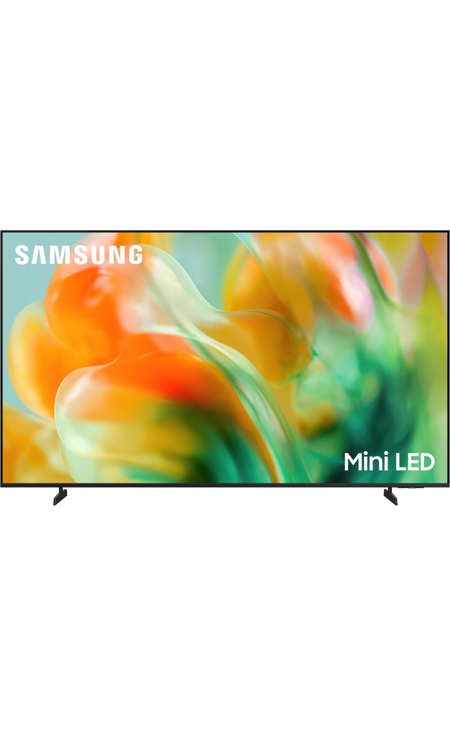 Samsung Mini LED TV ekranda renkli, soyut bir görüntü sergiliyor.